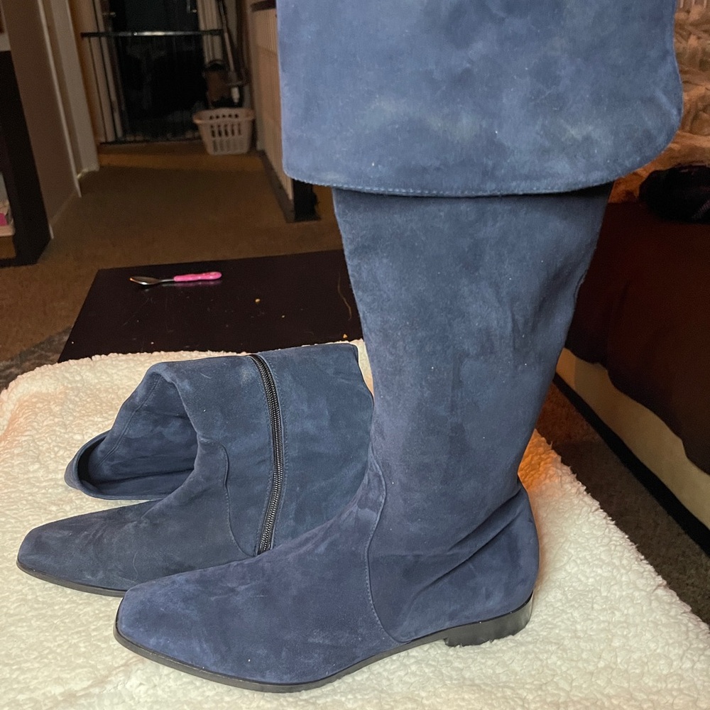 Aquatalia Blue Over the Knee Boots Suede